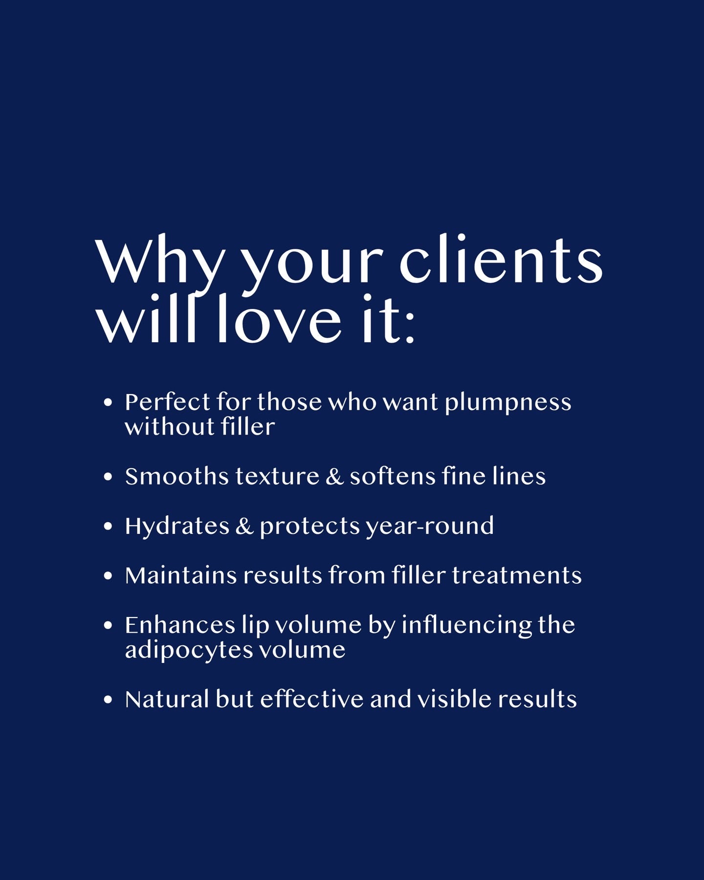 List of benefits on a blue background